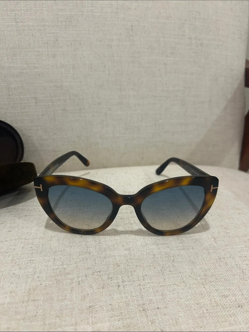 Tom Ford Women's Tortoiseshell Cat-Eye Sunglasses with Blue Gradient Lenses